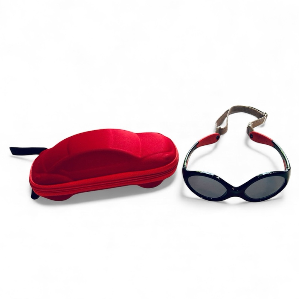 Duco Baby Toddler Lightweight Polarized Black Sunglasses Red Car Protective Case